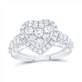1 1/3CTW-DIA ANA M HEART SINGLE HALO ENGAEMENT RING
